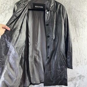 VTG Kenneth Cole Reaction Leather Jacket Women's M Black Y2K Button Front